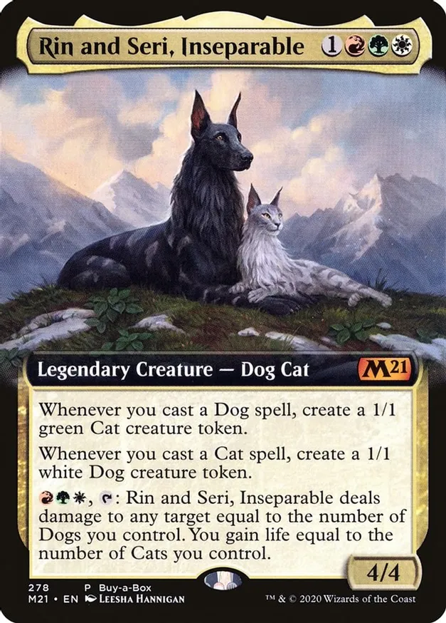 With Muffilo Rancher having a Dog Deck and Me having a Cat deck I just ran across a card that combine the two. Disappointment that they never include the cute art on the left in arena.