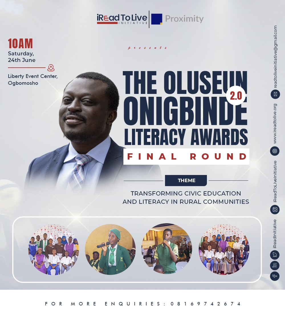 Today's the second edition of our Literacy Awards - a project to advance learning among students in Ogbomoso. I am happy to do this with iReadtoLive led by <a href="/SuleJacobs/">Jacob</a>. 

I am also thankful to Midlothian Angels Network for their contribution towards the prizes. Beyond the laptops
