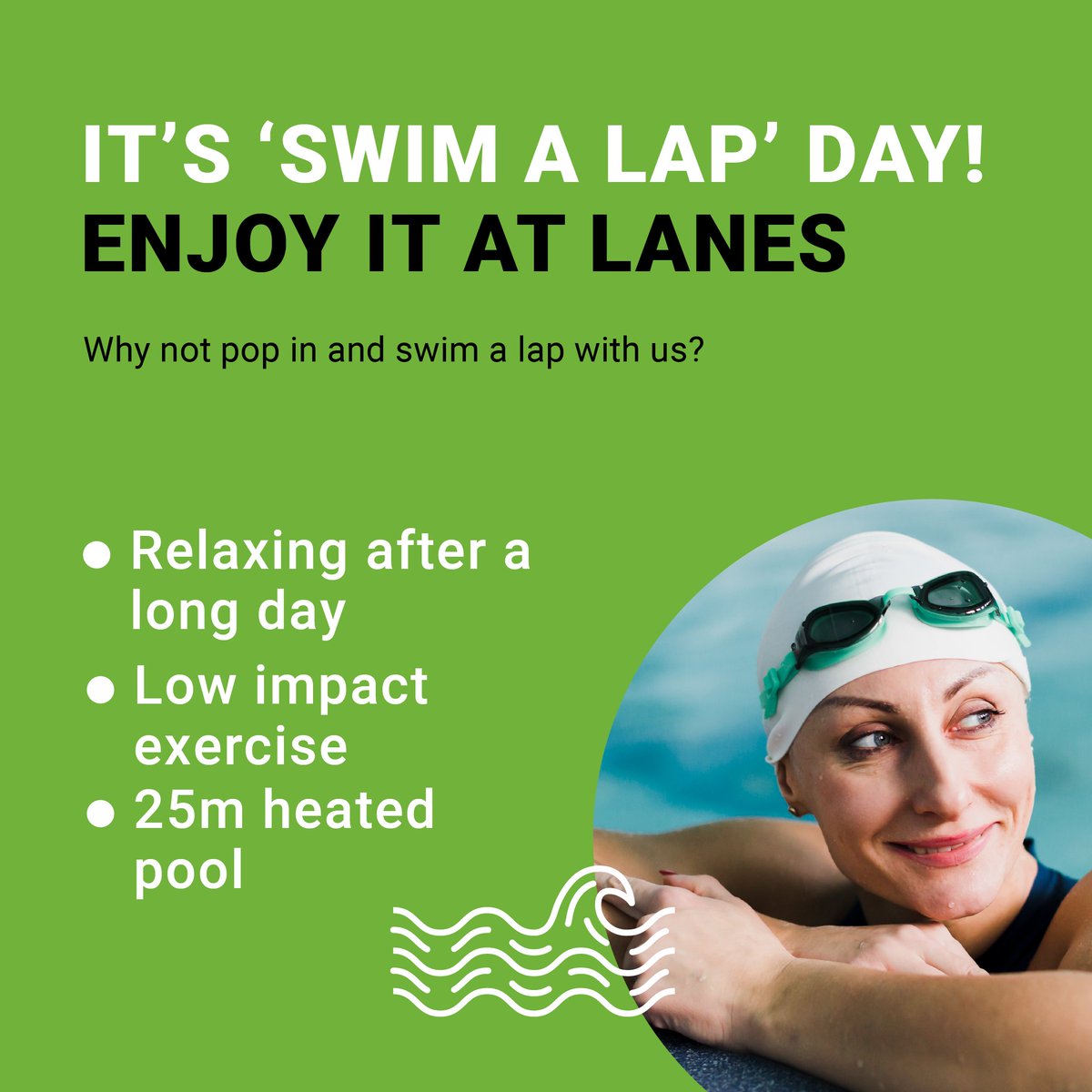 🏊🏊‍♂️🏊‍♀️Today is Swim a Lap Day!🏊‍♀️🏊‍♂️🏊

🥽 It's time to get your goggles out and swim a lap in our cooling 25m pool! Swimming is a great low impact sport. 🥽 💪
 
#swimalap #swimming #keepingmoving #lowerimpact #musclestrength #goodforarthritis #goodmobility loom.ly/A-5LV1k