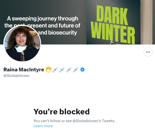 @MarkNeugebaue13 @globalbiosec blocked me after I exposed her @BiosafetyNow organisation as a scam to sell vaccines. 

Massive fall from grace. From respected clinician to scam artist.

Cost. $2.9m in government grants. 
And one soul.