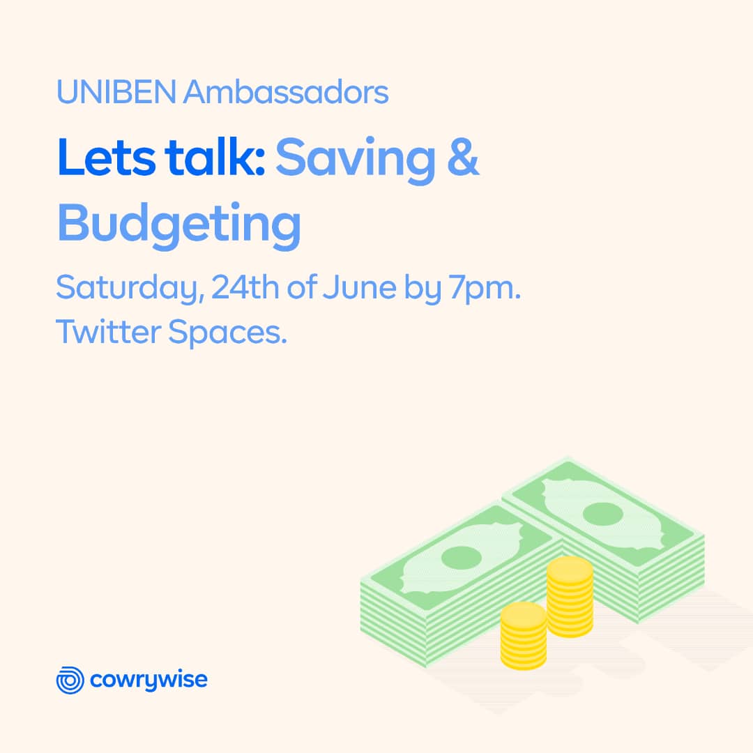 Amiofuu's tweet photo. I am interested to know your thoughts and answers to this so #LetsTalk 

Don't forget today at 7pm. Do not Miss out! #CowrywiseUNIBEN #cowrywisecampusambassadors

https://t.co/iWflGSG8tN https://t.co/hPGuiJcjwy