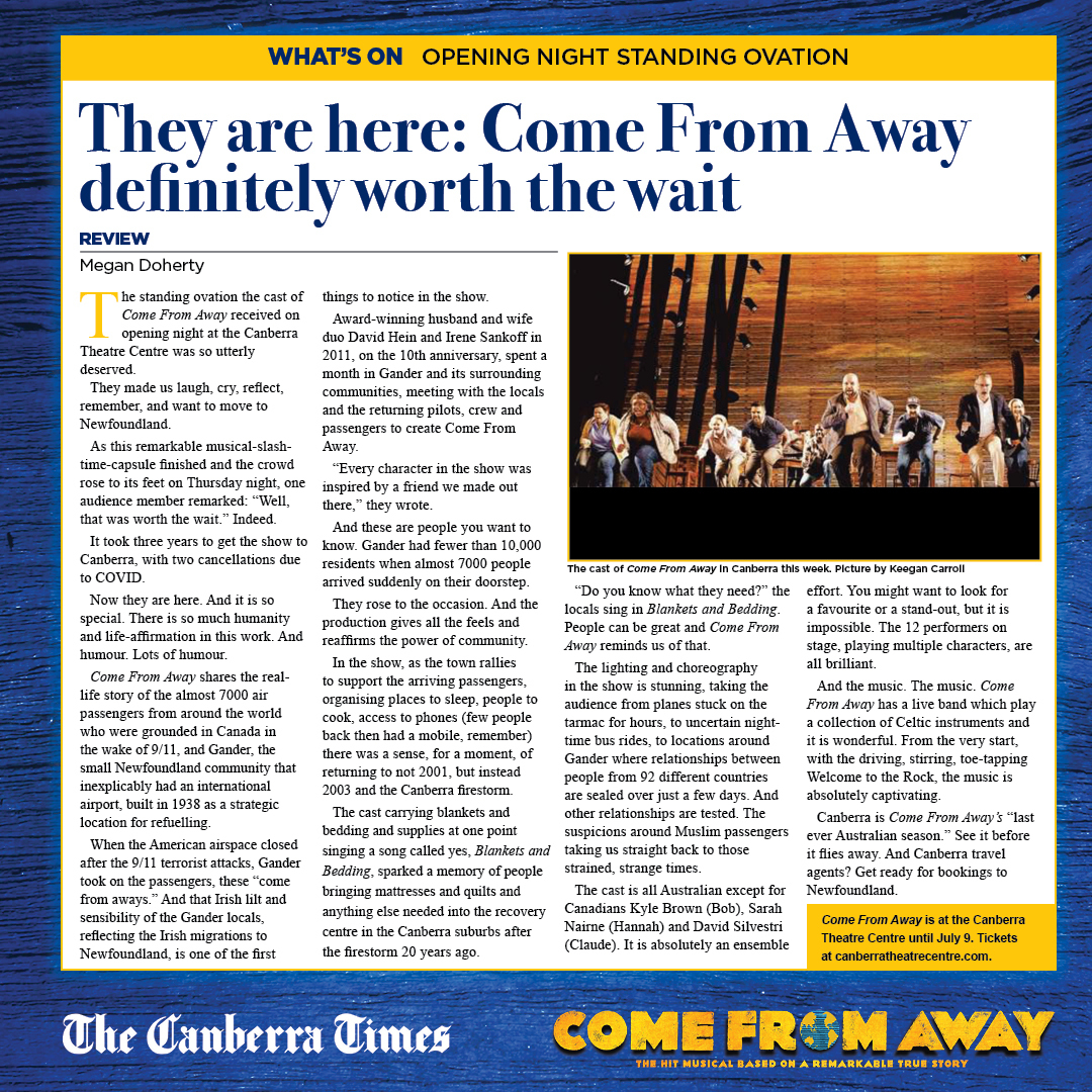 “It took three years to get the show to Canberra… Now they are here. And it is so special. There is so much humanity and life-affirmation in this work. And humour. Lots of humour” 🌎 <a href="/canberratimes/">Canberra Times</a>

Playing at the <a href="/canberratheatre/">Canberra Theatre Centre</a> until 9 July - bit.ly/3Jdm9aL 🎫