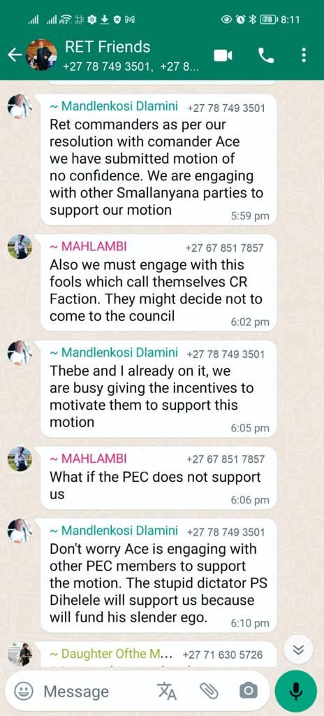 PATRICIA MASHALE (@patriciamashal3) on Twitter photo Citizens of Free State, please be aware. The ANC is planning to sabotage the infrastructure in order to get positions and secure Magashule as the Premier of a new party. I have screenshots of WhatsApp messages Citizens of Free State, please be aware. The ANC is planning to sabotage the infrastructure in order to get positions and secure Magashule as the Premier of a new party. I have screenshots of WhatsApp messages