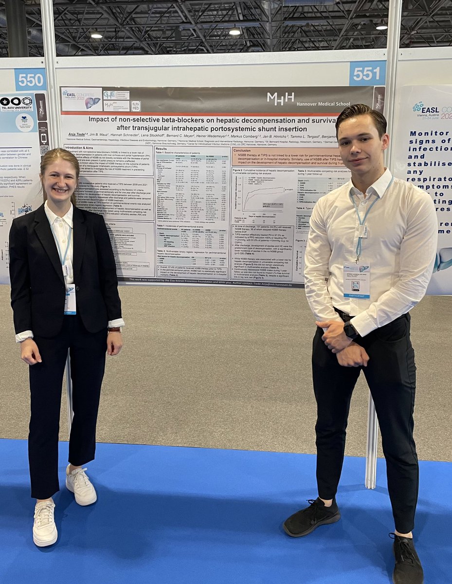 ❓Non-selective beta-blockers #nsbb after TIPS-insertion?

Anja Tiede presents her findings on the impact of NSBB on hepatic decompensation and survival after portal pressure reduction via TIPS today at #EASLCongress 📍SAT-551 @tiede_anja #livertwitter