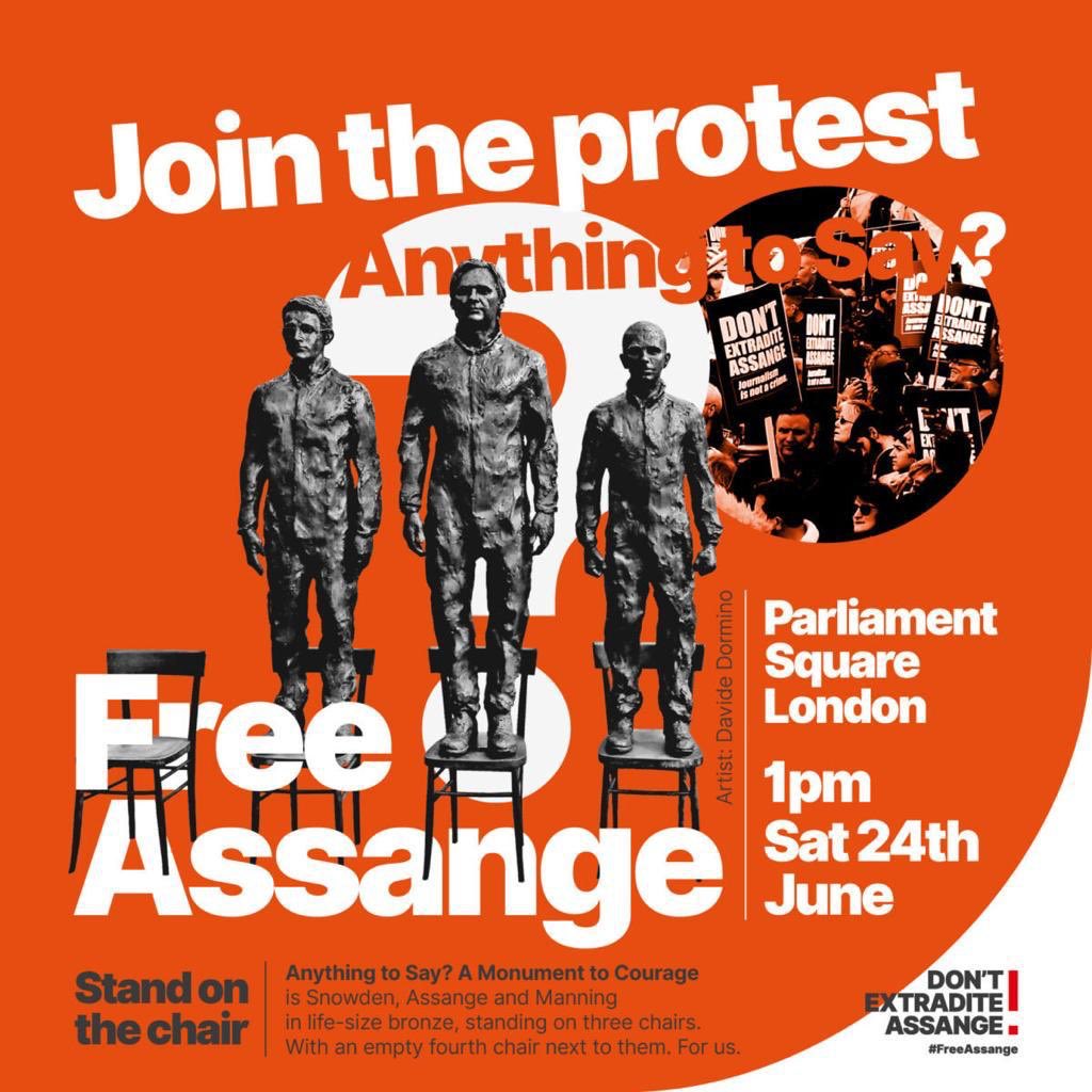 In London today? For one day only see the world travelled #AnythingToSay sculpture celebrating the work of Julian Assange in Parliament Square #FreeAssangeNOW