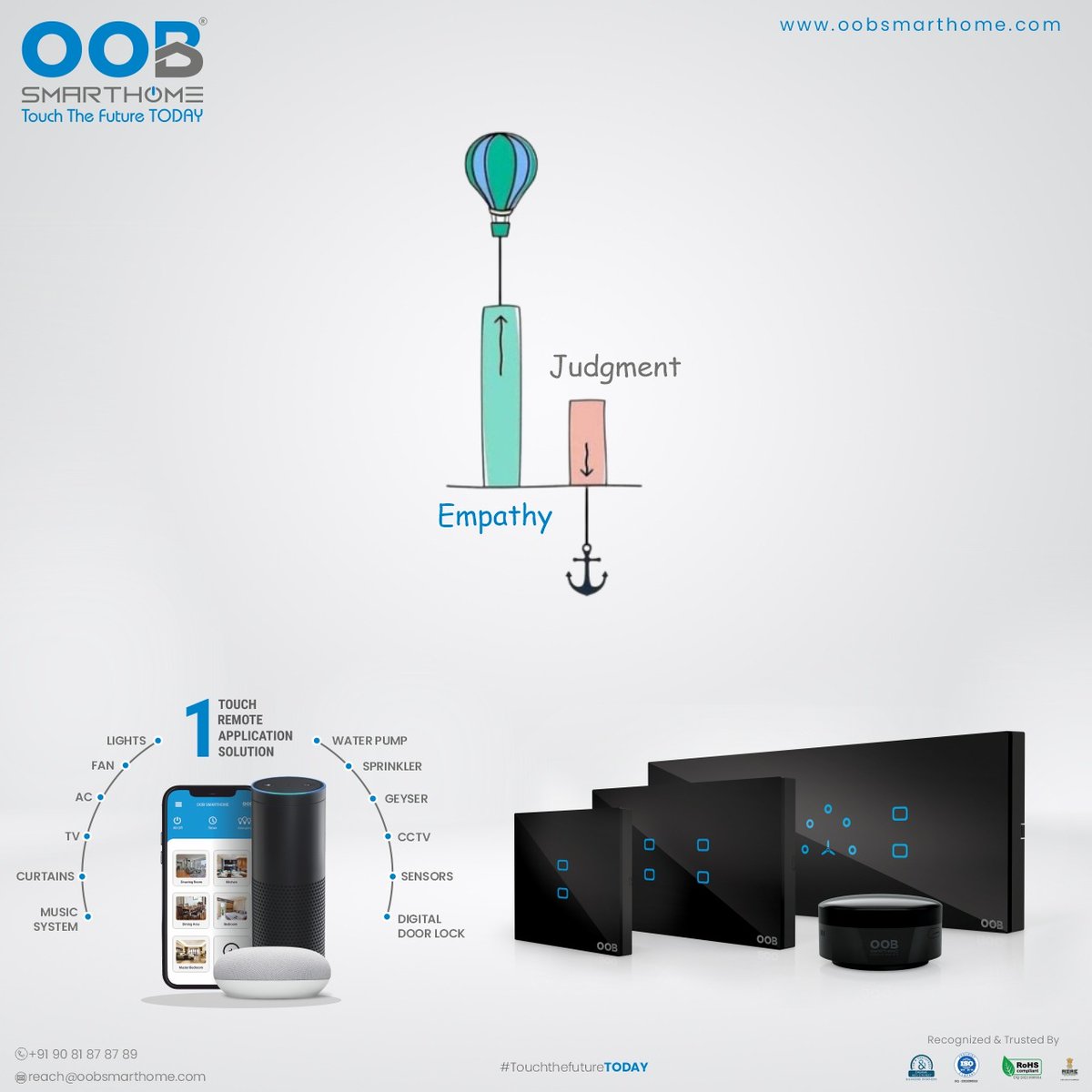 OobSmartHome's tweet photo. OOB Smarthome- Empathy  judgment #smarthome
.
.
for quick inquiry call on: +91 9081 8787 89
.
.
#oobsmarthome #connectedhome #smarttechnology #innovation #luxuryhomes #smarthomesystem  #homeautomation #touchswitch #TouchSwitches #DesignerTouchSwitches #InteriorDesign #SmartHomes https://t.co/S7TX9LHoEs