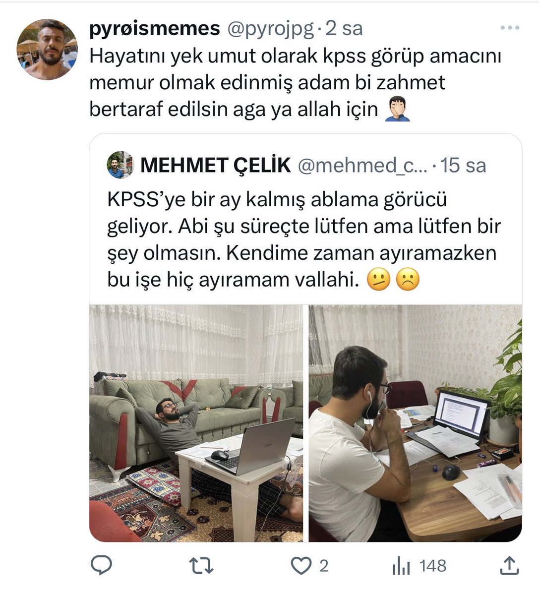 KPSS sürecinde şu bağnaz düşünceleriniz kadar beni/bizi yoran başka bir konu var mı, bilmiyorum? Ne KPSS tek umudum ne de amacım sadece memur olmak. Elimde gül gibi baba mesleği aşçılık ve 100 dönüme yakın fıstık tarlalarımız var. Yazarlığımı söylemiyorum bile. 🙃🙃