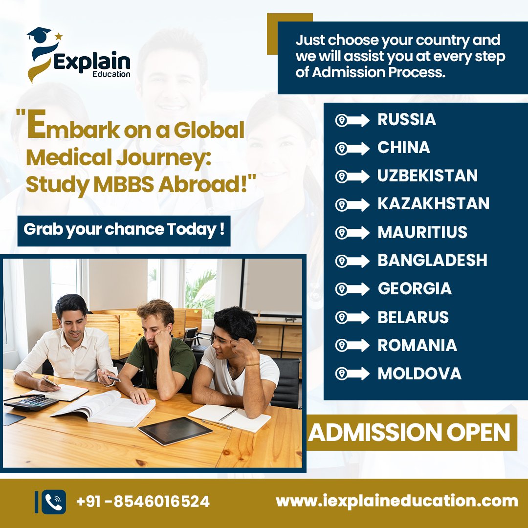 iExplainEdu's tweet image. 🌍 #Embark on a Global Medical Journey: Study #MBBS Abroad! 📚✈️Are you passionate about #pursuing a career in #Medicine? 🩺 Are you ready to explore #the world while #studying
#Contact: +91 85460 16524
#Email: contact@iexplaineducation.com
#Website: iexplaineducation.com