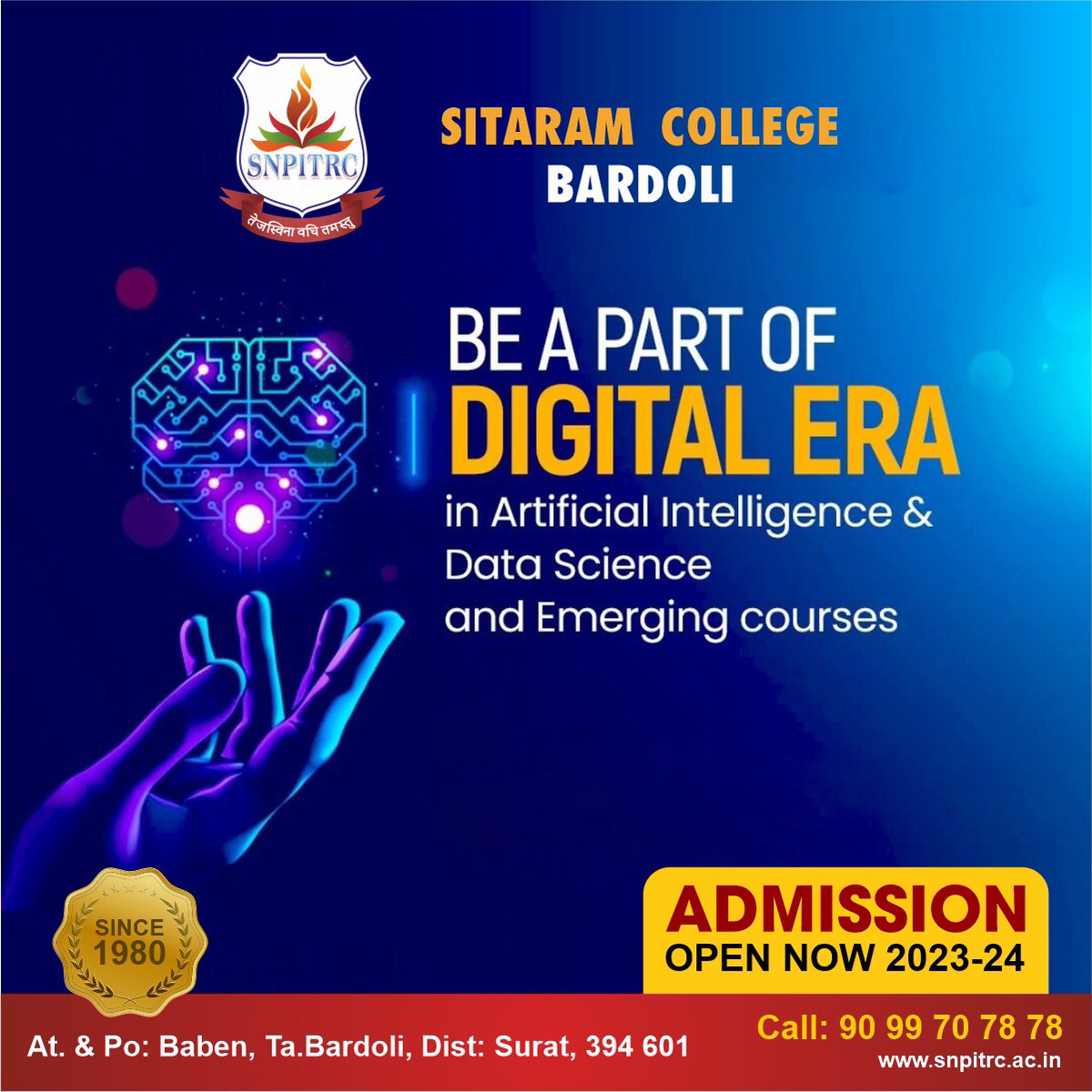 Be a part of digital era.
...
#umrakh #baben #bardoli #vidhyabharti #surat #admissions #gtu #vnsgu #college #university #collegelife #education #student #school #students #studentlife #study #instagram #friends #motivation #engineering #sports  #like #follow #collegestudent