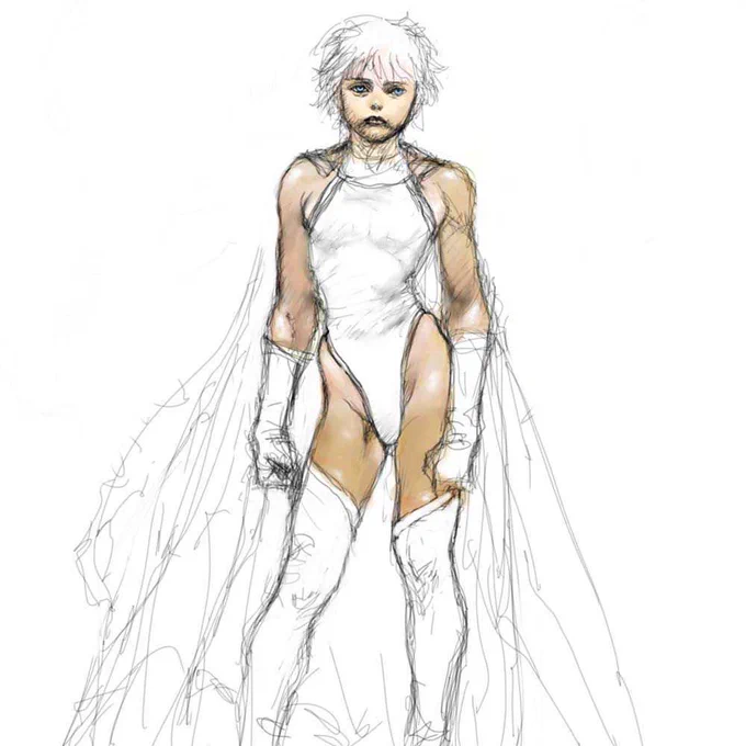 リハビリの落書き。この絵は完成させるかどうか自分でも分からない。  A painting for my rehab.  'Some kind of superhero' WIP(Work In Progress)  I don't know if I'll finish this painting. #doodle