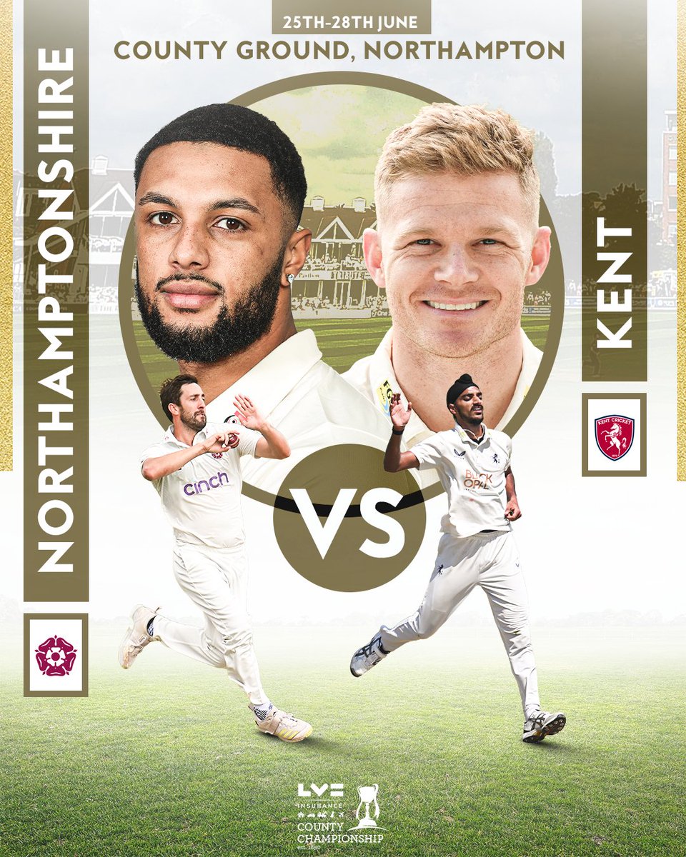 CountyChamp's tweet photo. Just 10 points separate Kent and Northamptonshire at the bottom of #LVCountyChamp Division One
Their meeting in Round Nine is our #KeyMatch
Who will claim the much-needed points? https://t.co/uSgFwZ4wO8