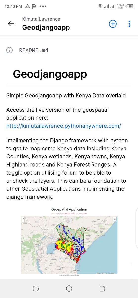 lawrence_kim_'s tweet image. Finally managed to deploy the #Geodjango application and it is live, up and running. It&apos;s a bit slow but we&apos;ll see how to fix that. Of importance is that it&apos;s live 😂👌🏾 #gischat . Will be adding and updating on functionalities. You can access via: kimutailawrence.pythonanywhere.com