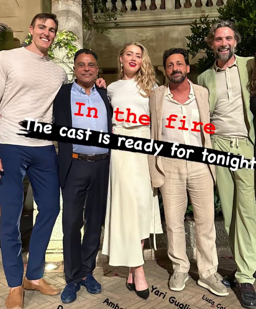 Y’all !!! Amber Heard is on fire @TaoFilmFestival with the cast of #InTheFire #TaorminaFilmFestival look at her!! 🩷🔥