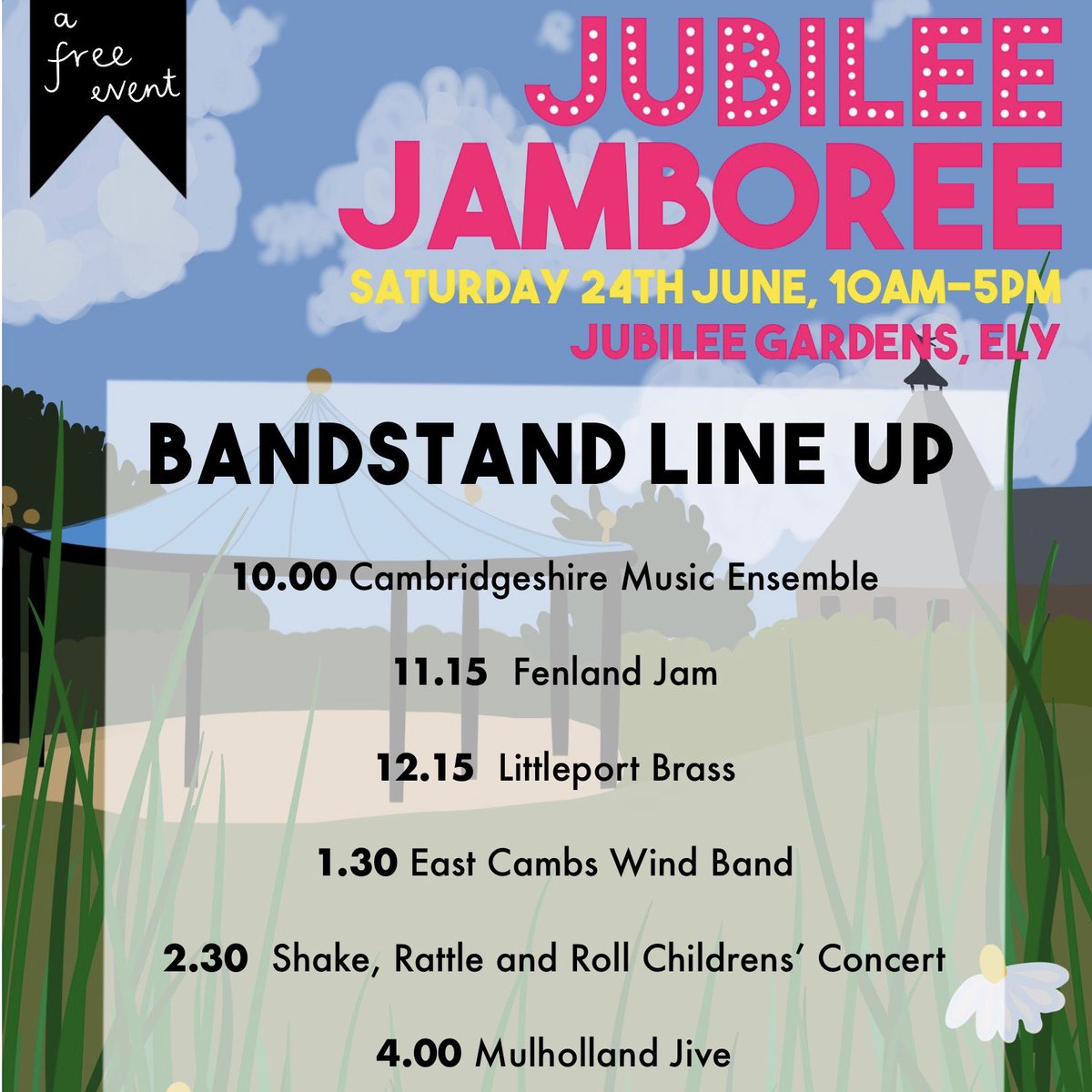 mulholland_jive's tweet photo. It’s Jive time! …at 4pm 🕓
Jubilee Gardens bandstand, Ely
🎟️ FREE ENTRY 🎟️
Ain’t no party like a keytar party 🎹
@ElyArtsFestival @SpottedInEly
#eaf23 #festival #keytar https://t.co/HPGdLq2saA