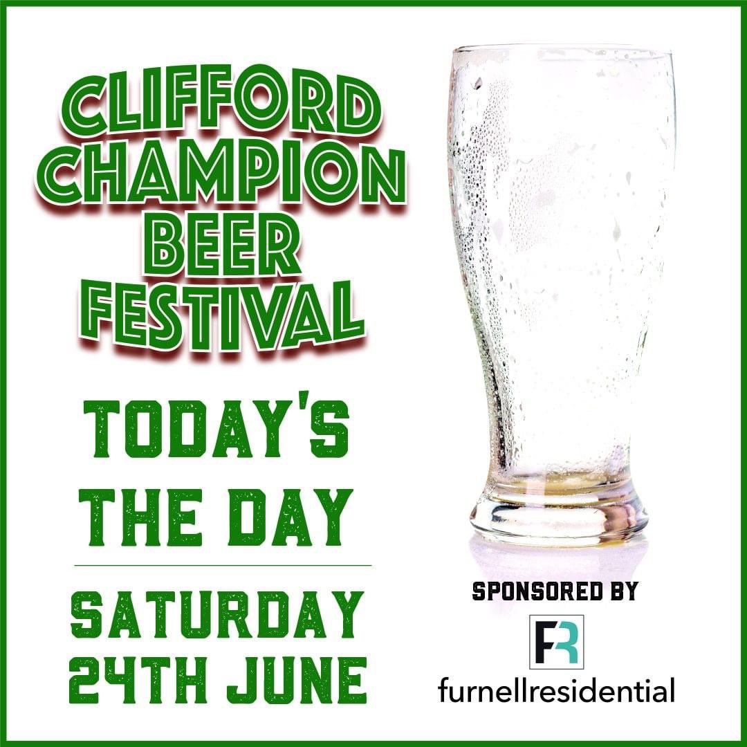 FurnellProperty's tweet photo. 🍻 Today's the day! 🍻

Make sure you come and say "cheers" at @cliffordbeerfst! 

#SellingYourHome #LoveWhereYouLive #YourHomeOurBusiness #community #support #CliffordChampionBeerFestival #TodaysTheDay https://t.co/k1NsPSxvf5