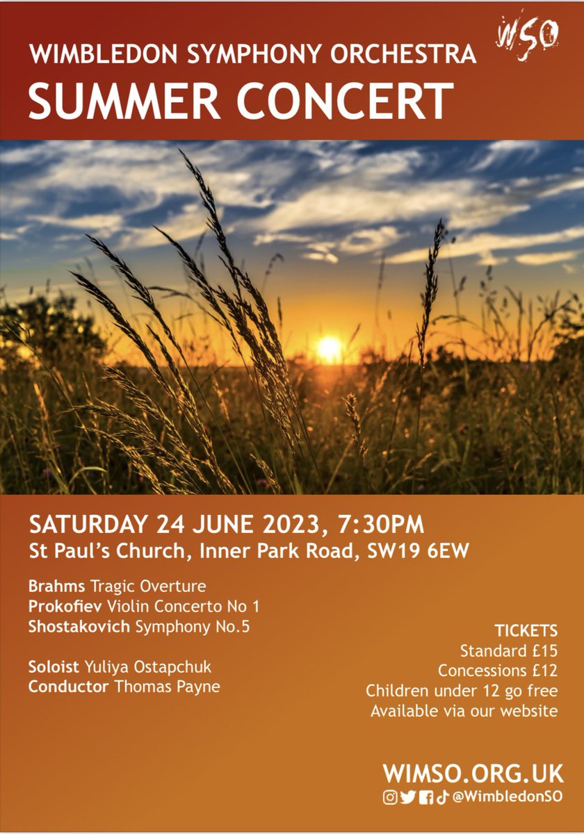 We’re very excited for our concert today - come along and hear us, it promises to be a great program! 
7.30pm, St Paul’s Church Wimbledon Parkside SW19 6EW