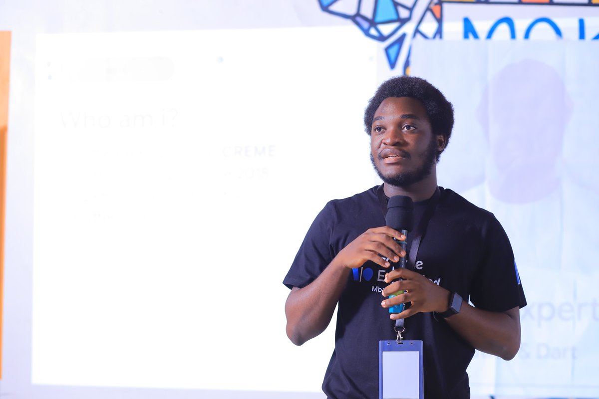 GDGCloudMbarara's tweet photo. Festus Olusegun (@iamjideguru), a @GoogleDevExpert (GDE) for Flutter & Dart takes us through "2D Game Development with Flutter" at the #IOExtendedMbarara23 that's going on at @TheVillageUG. https://t.co/6drPmGHkcK
