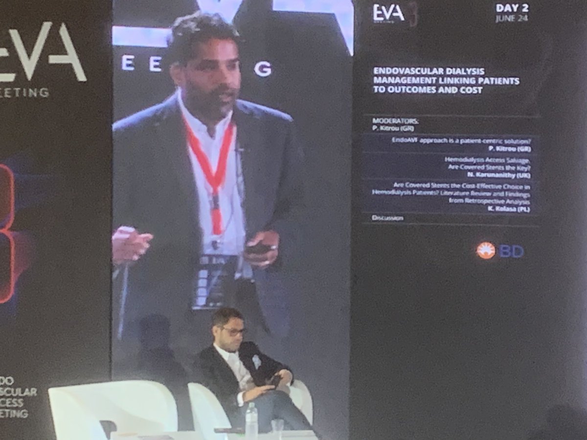 .@narayan_karu draws out that covered stents could be the key in haemodialysis access salvage— stent grafts offer an effective and safe options for specific problem areas, he says @evameeting