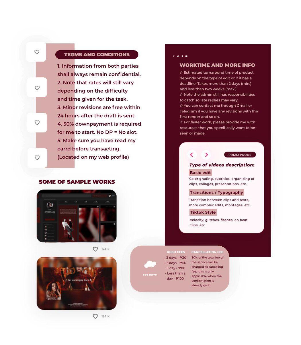 ㅤㅤ
         ㅤ
❪ 💠 ❫
The symbol of all art is the PRIZM .ᐟ

I offer creative commissions
ranging from graphic design,
carrd making to video editing.
See images attached below ★

Updates : #PrizmUpdated
Feedbacks : t.me/prizmvouch
❤️‍🔥 prizmprods.carrd.co

ㅤㅤ