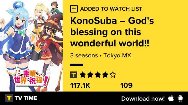 MaxanceMaerten's tweet photo. I've just started following KonoSuba – God's blessing on this wonderful world!! https://t.co/87VGvozPyk #tvtime https://t.co/ayA9QPekot