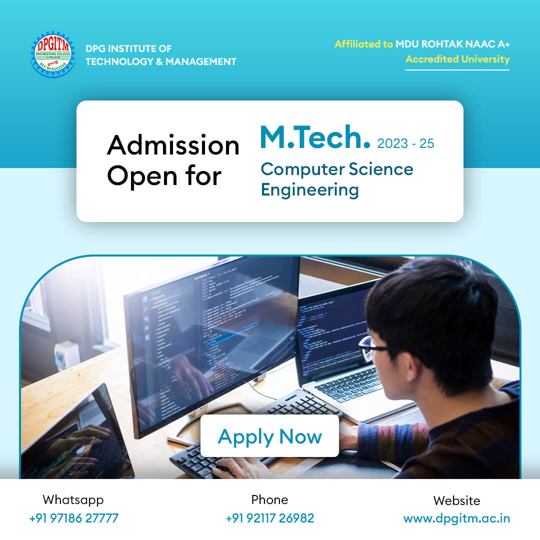 evolving #techindustry. Join us for the 2023-2026 M.Tech. CSE batch and unlock limitless possibilities. Apply now: dpgitm.ac.in

#computerscienceengineering #admissions2023 #collegeadmissions #admissionopen #mtechadmission #technology #innovation