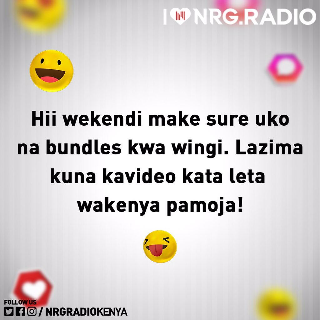 NRGRadioKenya's tweet photo. Na kama hauna tuonane kando๐๐ we donโt want you to miss content ๐๐
#NRGRadioKenya #NRGWeekend https://t.co/Lz9XnBWq9S