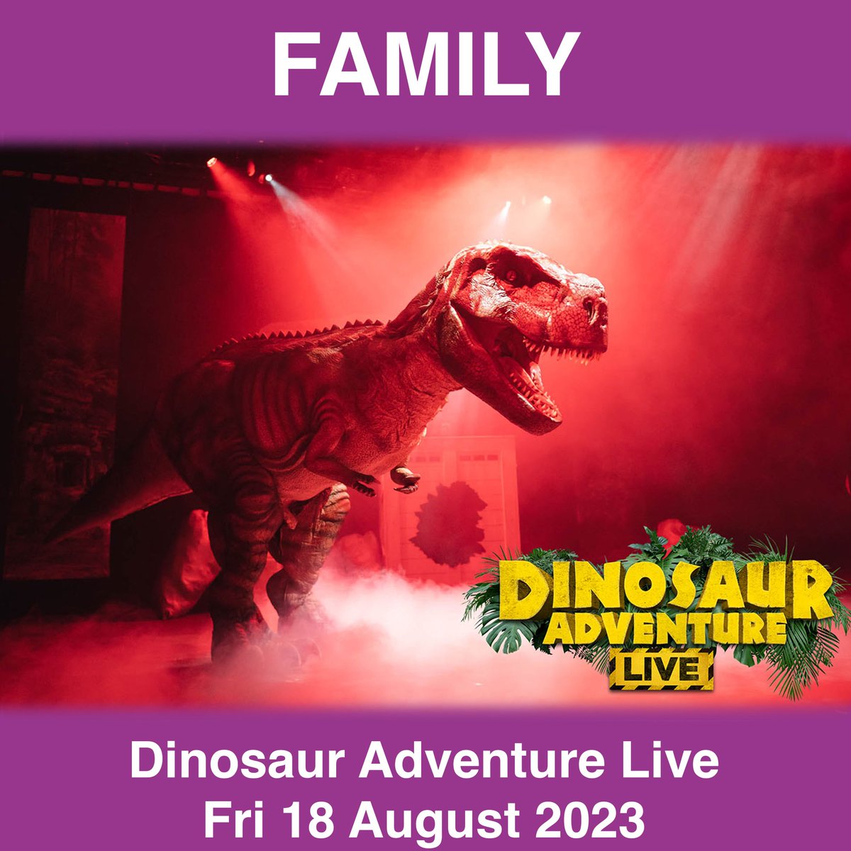 Dinosaur Adventure Live
The Greatest Prehistoric Show on Earth is BACK by popular demand.

“It’s Totally T-rex-iffic”

🎟Book your tickets online now!

#reigate #redhill #harlequintheatre #familyentertainment #familytheatre #dinosauradventure #dinosaur #summerholidays