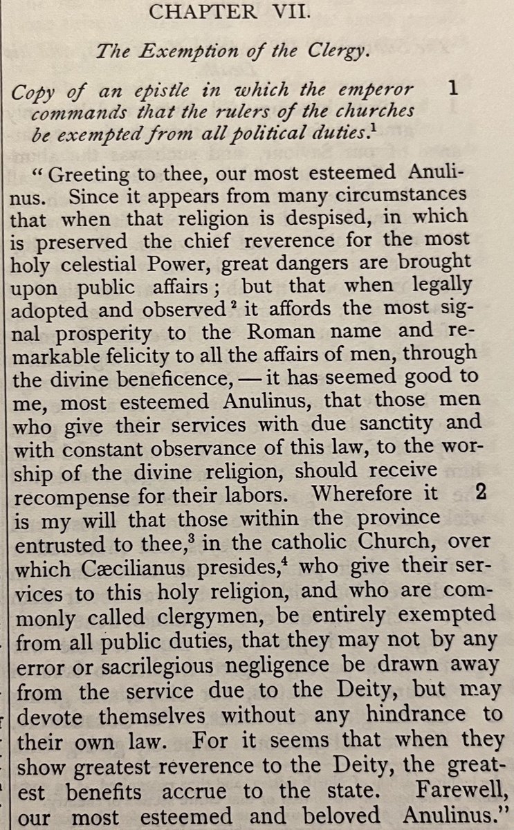 After the ten major persecutions, church in Rome fixed its long standing habit of politicians as bishop in exchange for no persecutions. Later, it was undone when the needs of state, and traditions of church clashed. (From 14 vols pre/post Nicene fathers.) #churchhistory