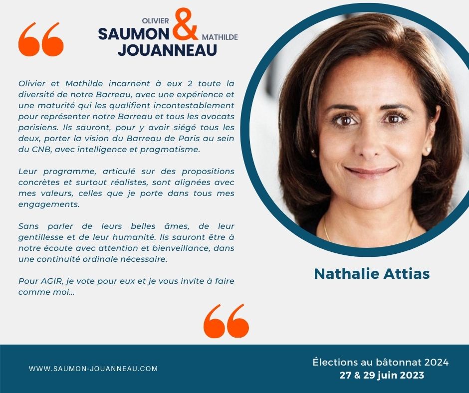 Derrière un binôme il y a des soutiens, indispensables à notre travail d'équipe pour #AGIR, informer, guider, soutenir !

Merci à tous et merci à <a href="/AttiasNathalie/">Nathalie Attias</a> !

Retrouvez nos soutiens sur notre site : saumon-jouanneau.com

#Batonnat2024
#saumonjouanneau