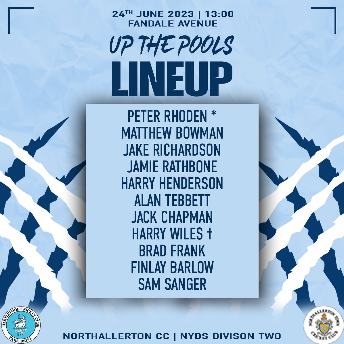 HPoolCC's tweet photo. Our second 11 takes a trip to @CcNorthallerton 🏏

#UpThePools https://t.co/t75ArQxs0s