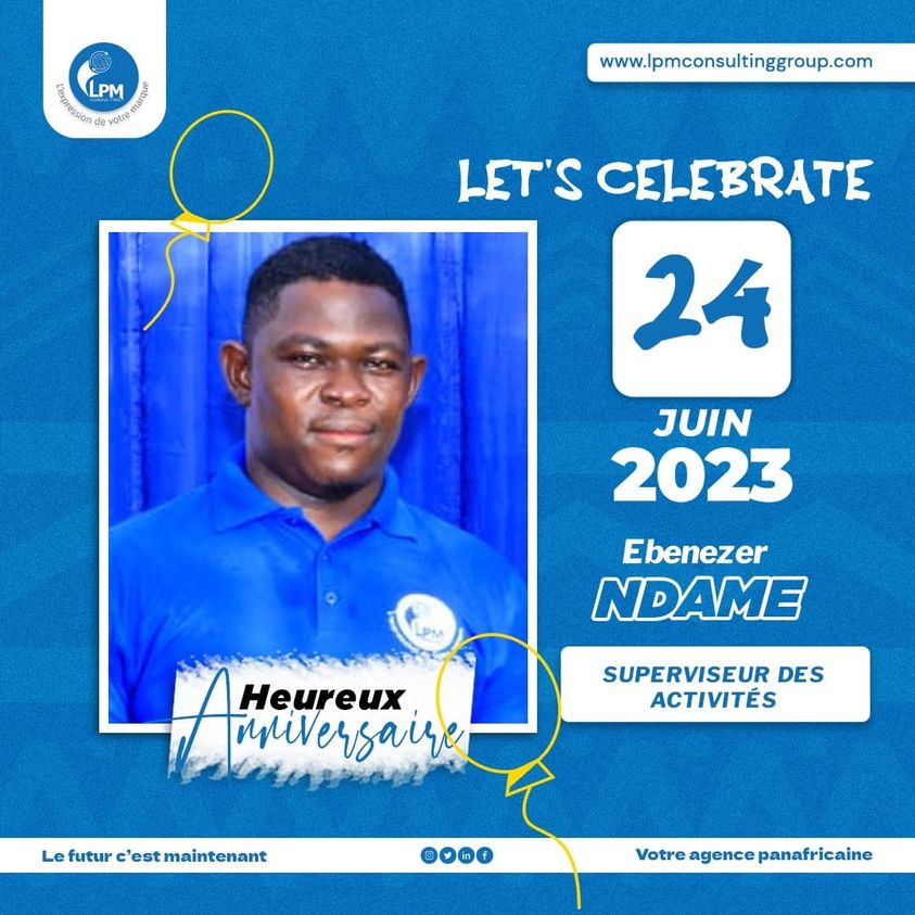 LpmConsulting_'s tweet photo. Hey ! La cloche🔔sonne c’est le birthday célébration🍾!
Aujourd’hui c’est le jour de notre Superviseur d’activité au Cameroun. Toute la grande famille LPMC lui souhaite une magnifique journée d’anniversaire ...

#HappyBirthday
#LetsCelebrate
#AgenceMarketing
#LPMConsultingGroup https://t.co/xNajV5cS7J