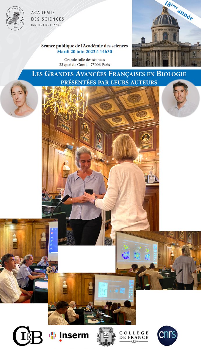 |#research|#distinction|#prixAcadSciences|👏 📸Quelques images de J. Mathieu @juliett60365253 & J-R Huynh lors de la cérémonie🏅«Des Grandes Avancées Françaises en Biologie présentées par leurs auteurs» @AcadSciences @InstitutFrance @CirbCdf @cdf1530 @INSB_CNRS @InsermIDF