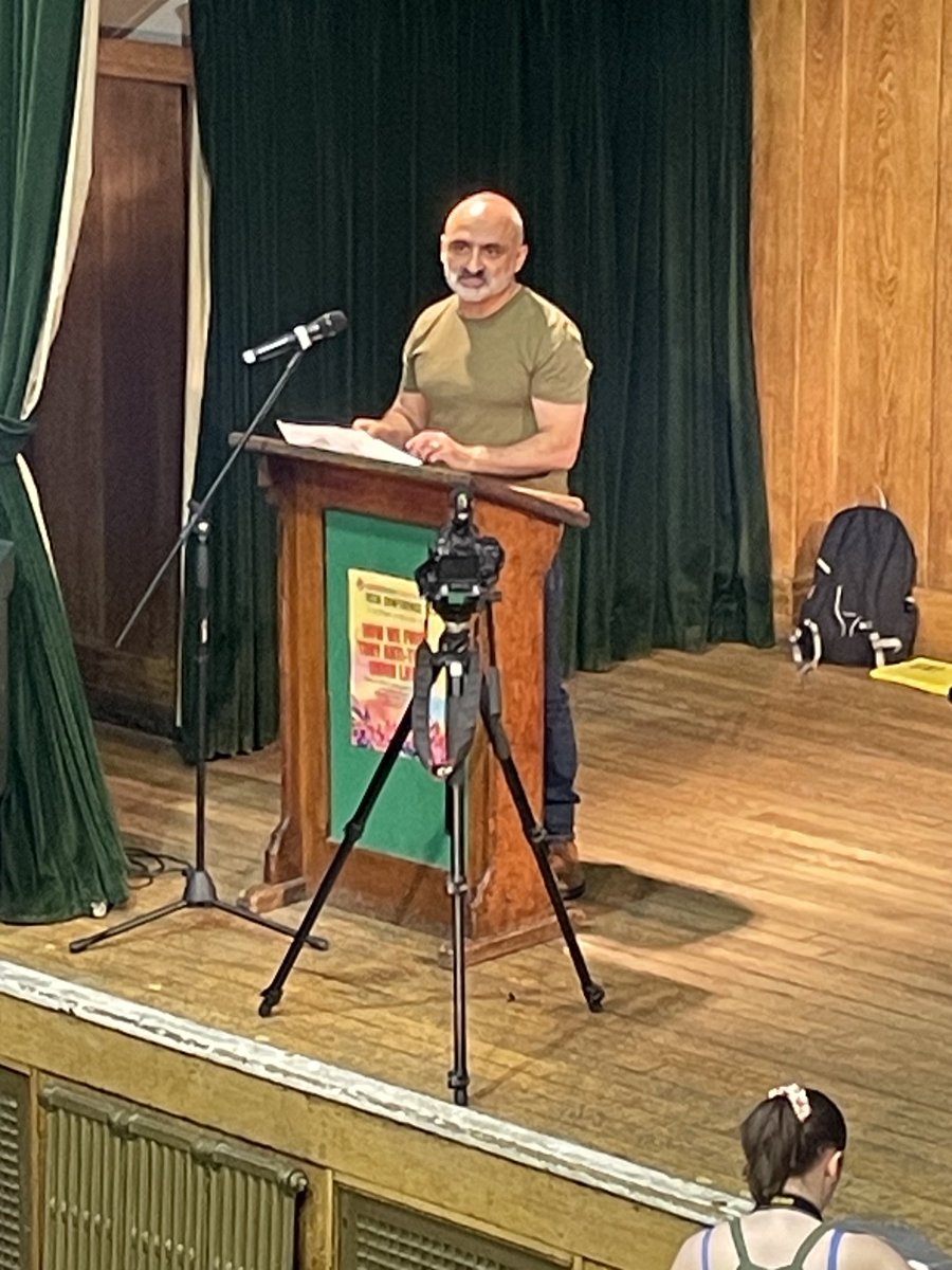 Unite national officer Onay Kasab at #NSSN2023. We are fighting a class struggle so that ordinary workers receive more of the money they make for their employers.