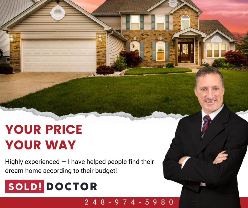 SoldDoctor's tweet image. Get a home at YOUR PRICE, YOUR WAY!

I have helped people find their dream home according to their budget and preference!

Call now!
248-974-5980

#jamesbruney #solddoctor #yourprice #yourway #michiganrealtor #michiganhome #michiganrealestate #Michigan #yourpriceyourway #buying