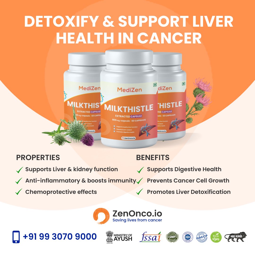 Harness the natural power of Medizen Milk Thistle to support your fight against cancer and promote overall well-being.
#cancer #zenoncoio #chemotherapy #integrativemedicine #complementarytherapies #lovehealscancer #savinglivestogether #closethecaregap  #MediZenmilk