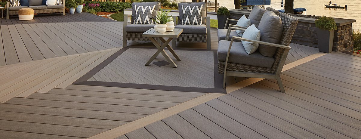 Your deck doesn't have to be cookie-cutter. A herringbone pattern is a great way to make a design statement.
Explore more unique ideas: bit.ly/3jCuvv4

#EverythingWoodShouldBe
Decking: Coastline & Dark Hickory
#timbertech #deckdesign #deckingideas