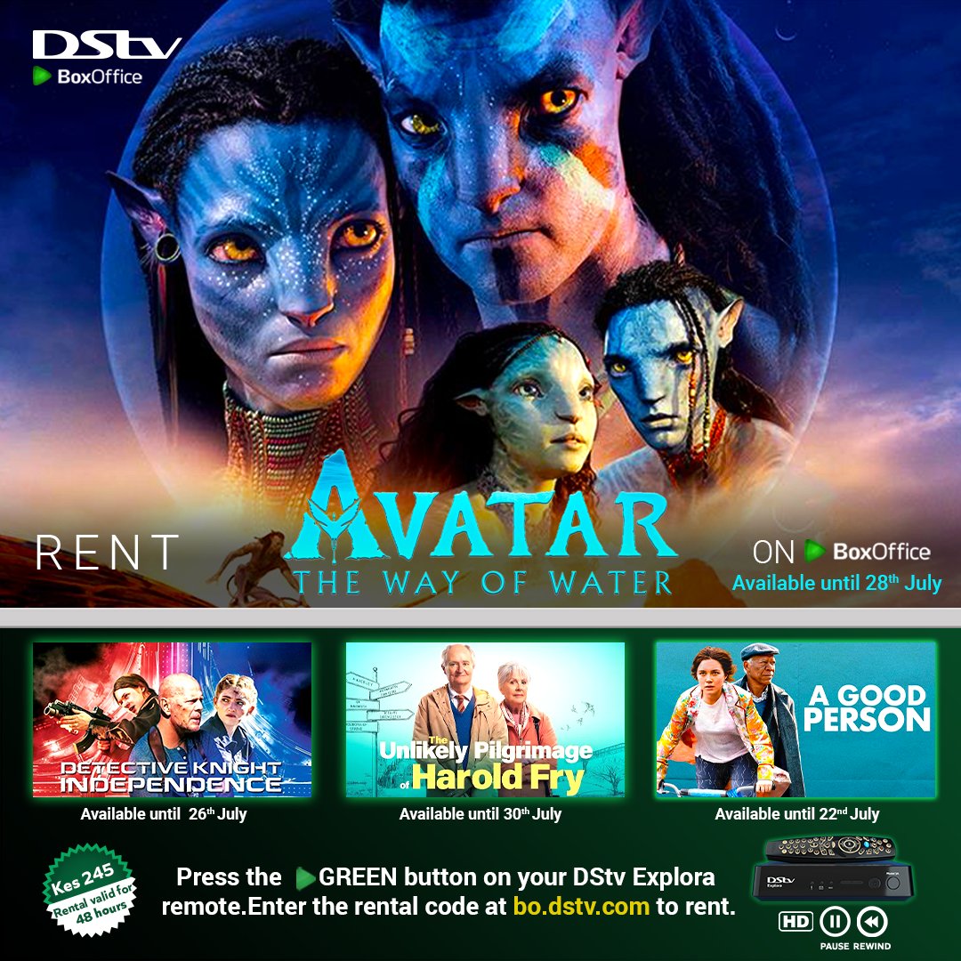 DStv_Kenya's tweet photo. Bond or catch up over a movie this weekend with family and friends when you rent with DStv Box Office. π€©
To rent #DStvBoxOffice, just press the green button on your DStv Explora remote & remember the 1st movie is ON US. https://t.co/meypNeLma8