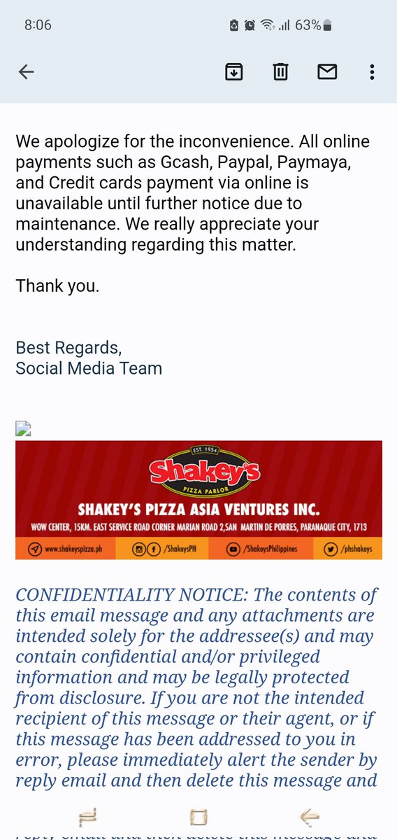 marvs05's tweet photo. @PHShakeys I tried ordering online last Father's day and was told you are having maintenance. This message is from today. How long should I wait? My supercard just got expired before I use it one last time thanks to this super long maintenance. https://t.co/QaHSiK7DET