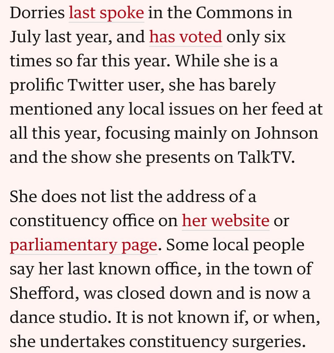 @mrjamesob @patanna Nadine Dorries refusing to give up an MP job that she was failing to do anyway is so on brand #GoNads theguardian.com/politics/2023/…