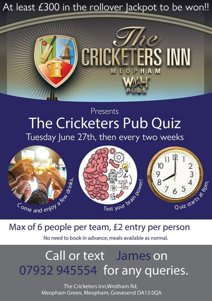 We are hosting the quiz night on Tuesday 27 June 2023 with a big jackpot which could be won by any team.  Look forward to seeing you