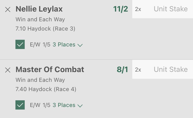 2 each way singles for #Haydock later #freetips