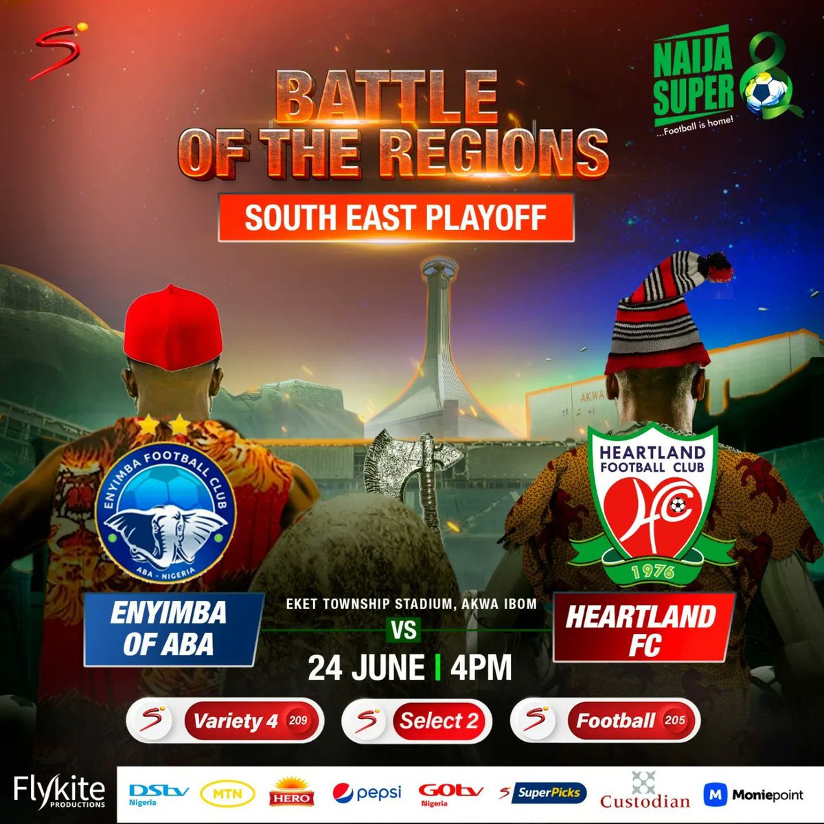 #NaijaSuper8 

#GameOfTheDAY 

Enyimba vs Heartland 

Key facts 

•Enyimba are 9 times champion of Nigeria (Record)

•Heartland hold the record for most consecutive title wins (4 years in a row)

•Enyimba haven’t beaten heartland in their last 10 meetings (lose 4 draw 6)