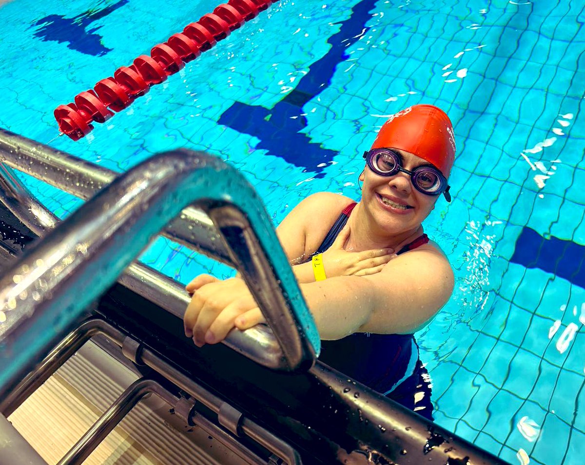mrchrishull's tweet photo. Please send congratulations to Blackpool fan &amp; swimmer Charlotte Foster who has just won silver medal for Great Britain in 25m backstroke ￼￼￼at Special Olympics in Berlin - the World Games for athletes with learning disabilities.  The town is very proud of you, Charlotte. 🧡👏 https://t.co/NefJiSzTf4