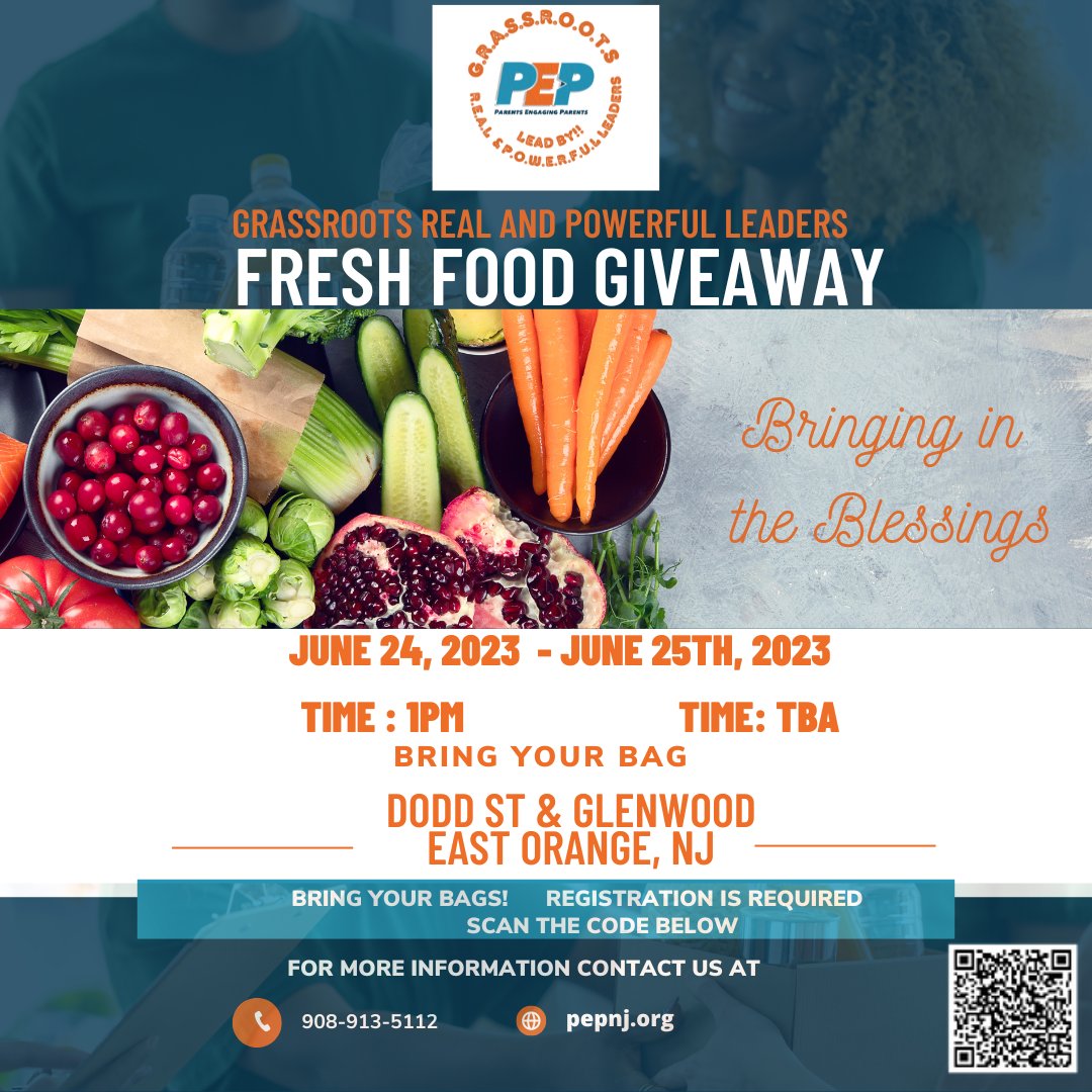 Time & UPDATE! The Weather is Weathering! Keep an eye out  for us June 24th 1 pm Bringing in the Blessings of Healthy Produce #PEPNJ #REALLeaders  #POWERFULLeaders #eastorange  Tap link to register conta.cc/3CEnweL