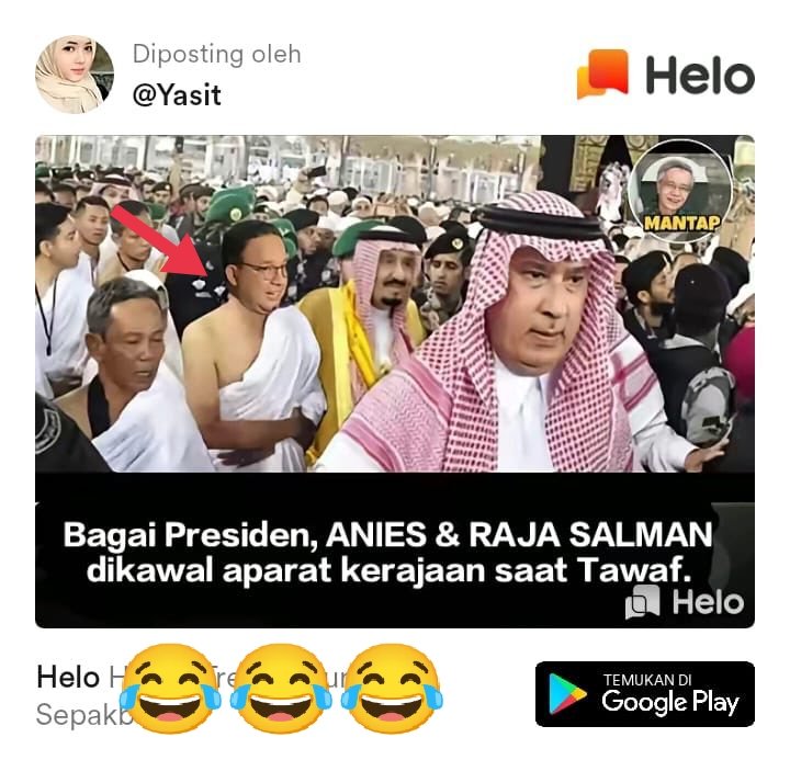 Saya yakin bahwa pak <a href="/aniesbaswedan/">Anies Rasyid Baswedan</a> sangat malu melihat foto editan ini krn ulah si yasit ini😀,bhkan sy yakin bhw anda begitu kesel dgn adanya berita hoax ini🤭
Jadi utk seluruh pendukung Anies berhentilah menyebar berita hoax krn.anis yg malu bukn klian 😂
Cc  <a href="/bachrum_achmadi/">SiraitBatakDusun™️</a>