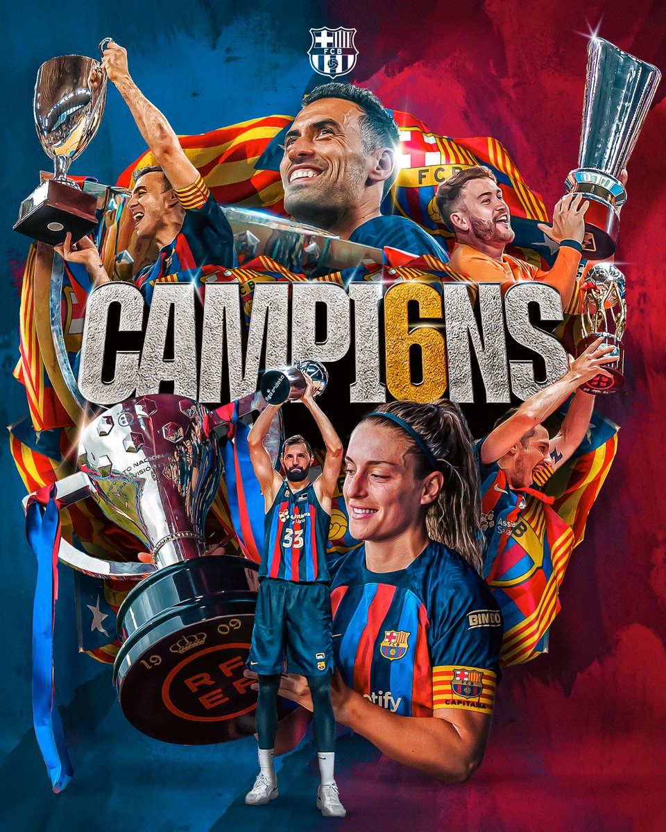 𝐂𝐇𝐀𝐌𝐏𝐈𝟔𝐍𝐒

Winners of all six leagues!

🏆 @FCBarcelona 
🏆 @FCBfemeni 
🏆 @FCBbasket 
🏆 @FCBhandbol 
🏆 @FCBfutbolsala 
🏆 @FCBhoquei