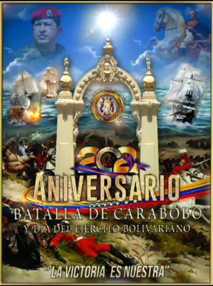 #24junio, hace 202 años en el Campo de Carabobo se sella la victoria de nuestro glorioso Ejército Bolivariano en unión cívico-militar que logró la Independencia de Venezuela.
Hoy conmemoramos el privilegio de una patria libre y soberana.