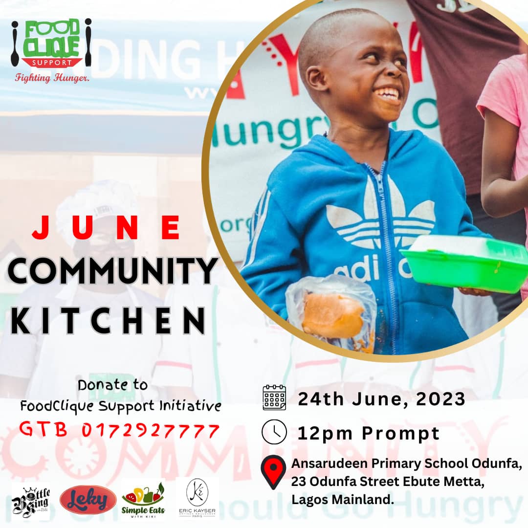 Happening Now!!!

Join us for a taste of unity and making a difference!🤝

Big Thanks to our partner @BottleKingNG for drinks and boxes
#CommunityKitchen

To Donate and Support GTB 0172927777

#WeAreStrongerTogether
#SDGs
#FoodForGood
#BolajokoLivesOn
#SDG2
#CommunityDevelopment