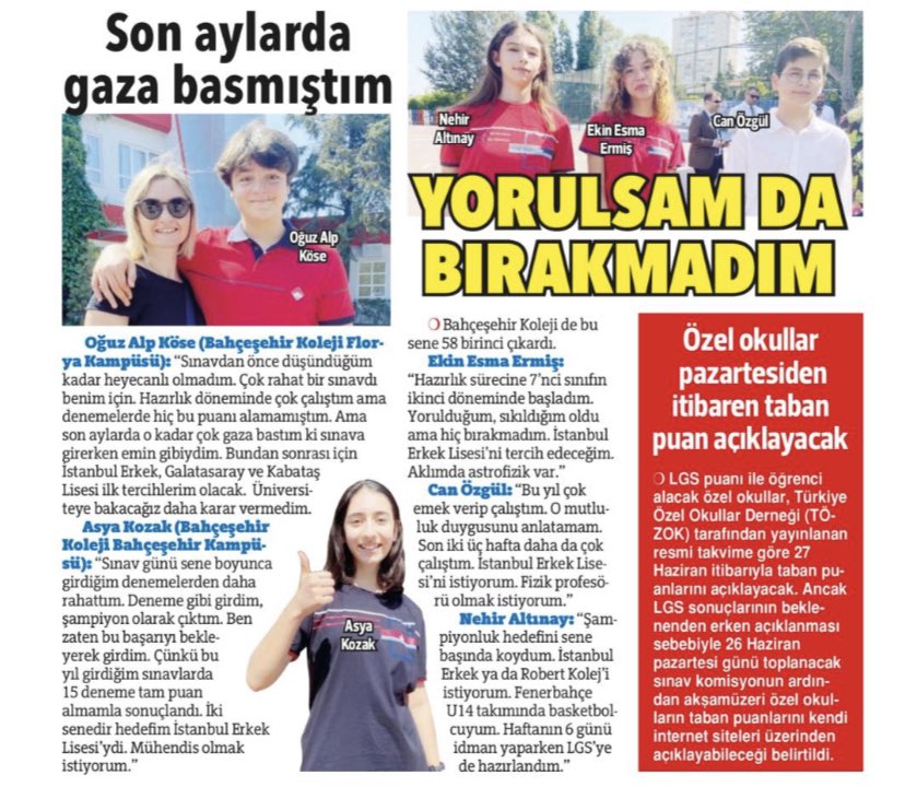 #LGS2023 ‘de Türkiye Birincisi olan öğrencilerimiz nasıl başardıklarını <a href="/Hurriyet/">Hürriyet.com.tr</a> ‘e anlattı.

#bahçeşehirkoleji 
#lgsdeTürkiyeRekoru