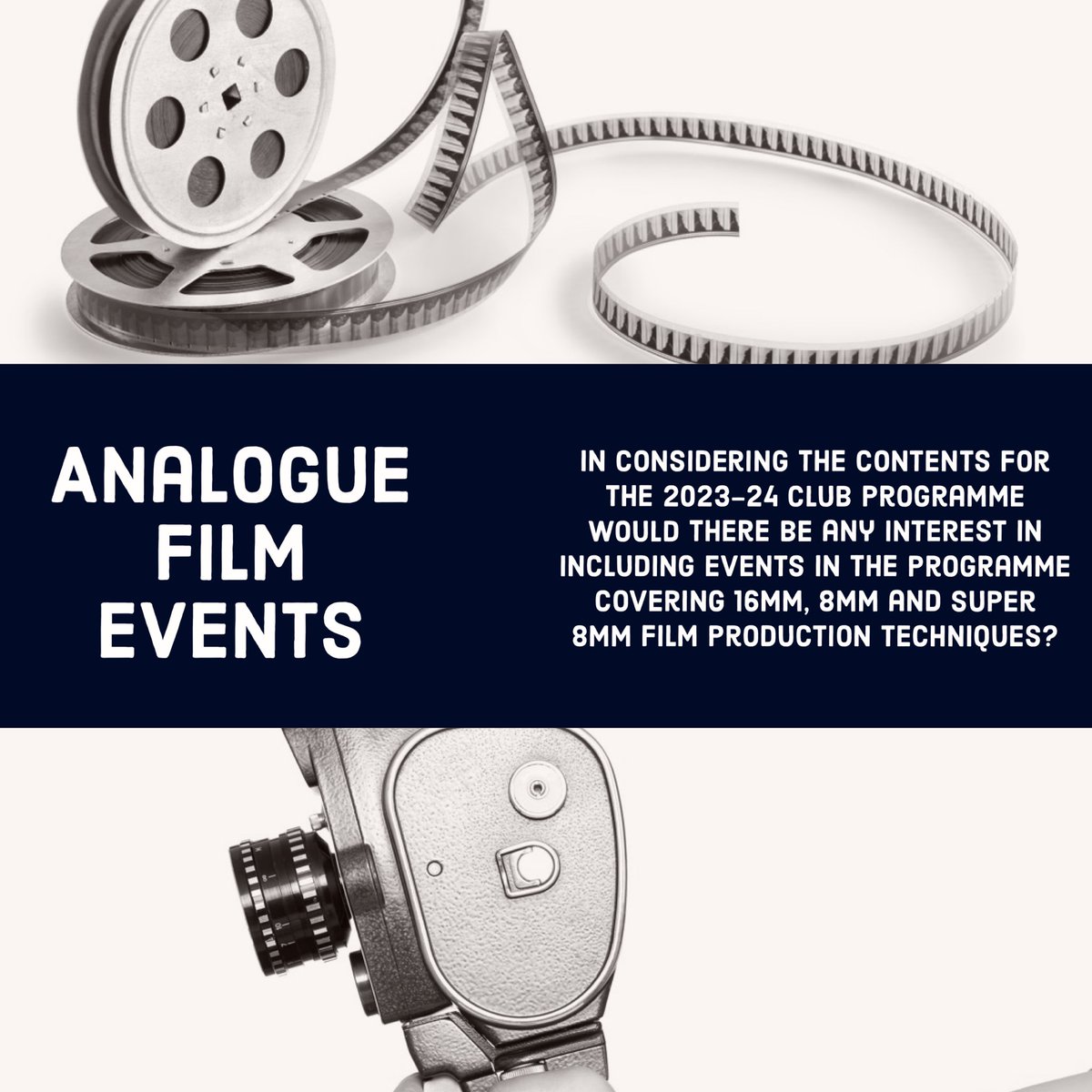 Edinburgh Cine &amp; Video Society - Edinburgh’s Secret Cinema is planning contents for its 2023-24 programme of events and if there is sufficient interest may include analogue film evenings.